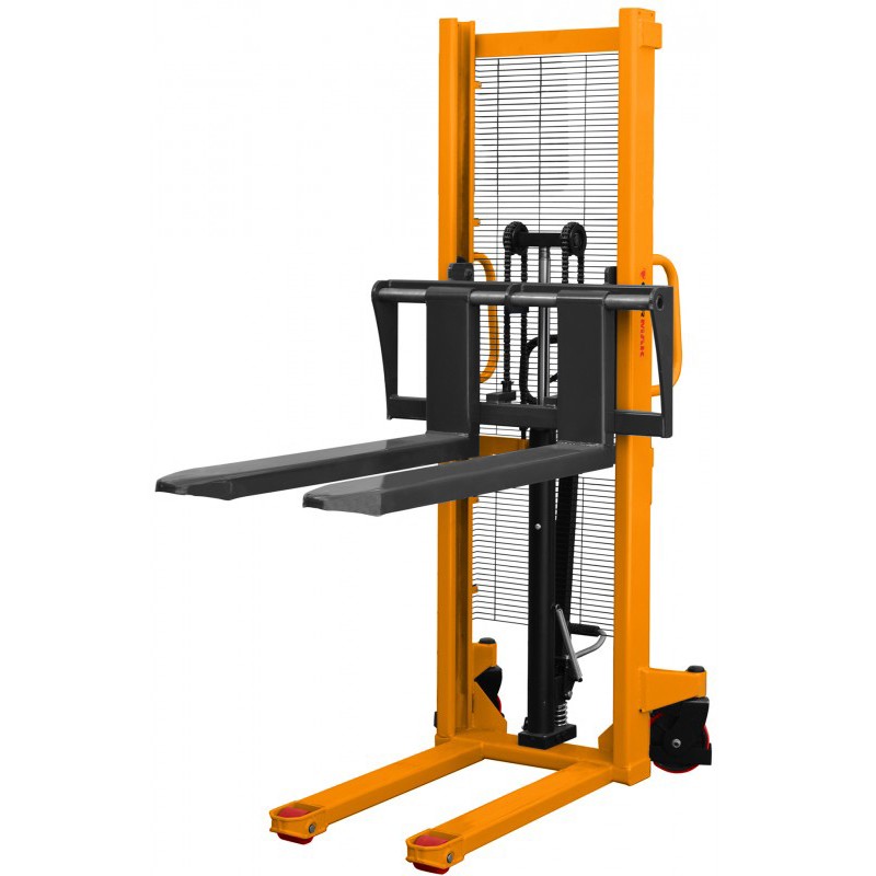 Transpaleta manual de mástil WRHS 1016 con horquillas regulables (capacidad de carga de 1000 kg, altura de elevación de 1600 mm)