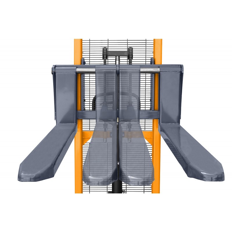 Transpaleta manual de mástil WRHS 1016 con horquillas regulables (capacidad de carga de 1000 kg, altura de elevación de 1600 mm)