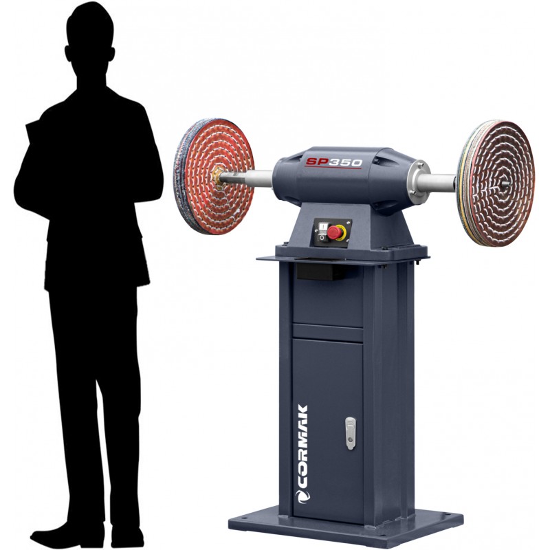 Máquina industrial de satinado, lijado y pulido para desbarbar y pulir CORMAK SP350 con base
