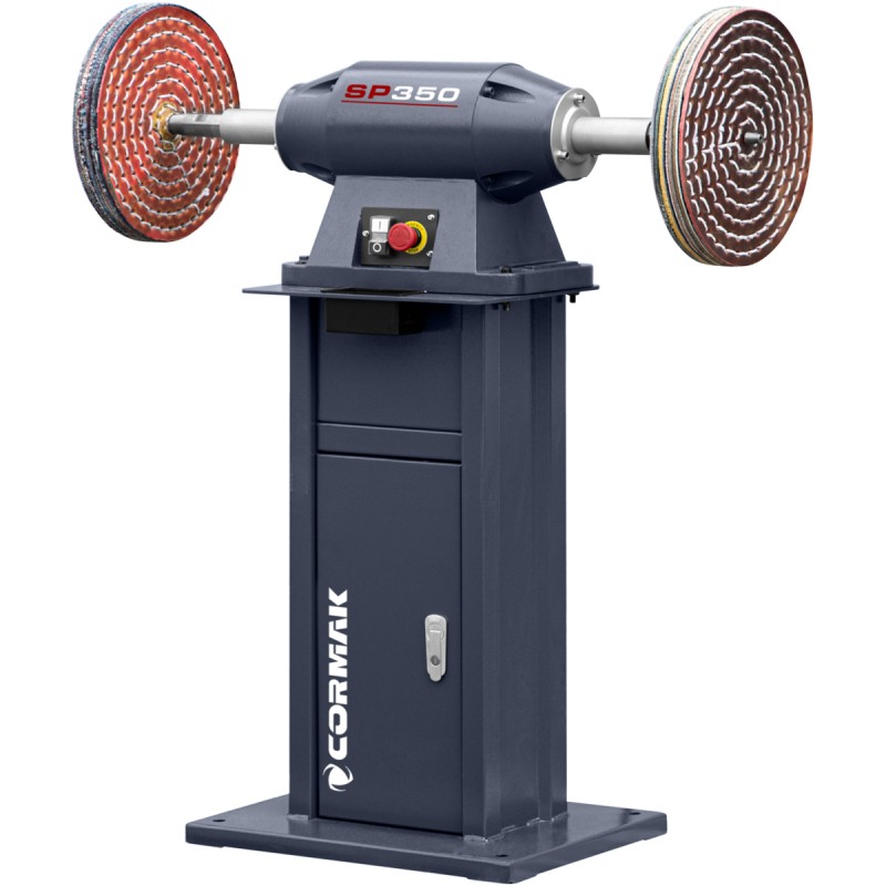 Máquina industrial de satinado, lijado y pulido para desbarbar y pulir CORMAK SP350 con base