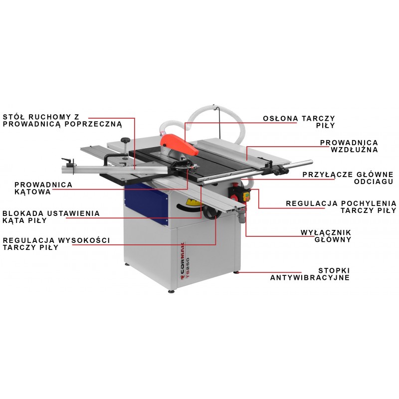 CORMAK - Pilarka stołowa TS250 - 400V