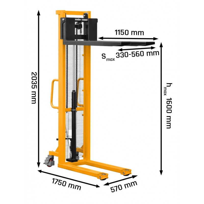 Transpaleta de mástil P716 (capacidad de carga de 700 kg, altura de elevación de 1600 mm)