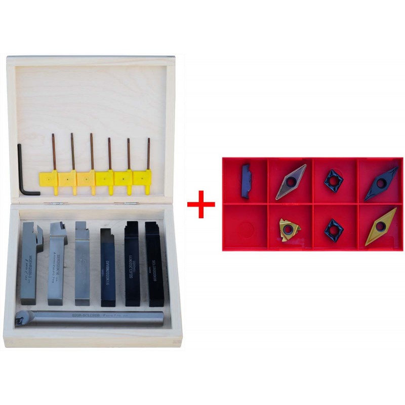 Juego de cuchillas para torno 20x20, 7 unidades + plaquitas