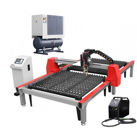 Cortadora por plasma y gas PW-1530 AST 1500x3000 + compresor Luft 1000 + fuente SPARTUS ProCUT 125CNC