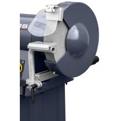 Lijadora industrial de doble disco CORMAK M300S con base y sistema de aspiración de virutas y limaduras de metal MDC750, 400 V