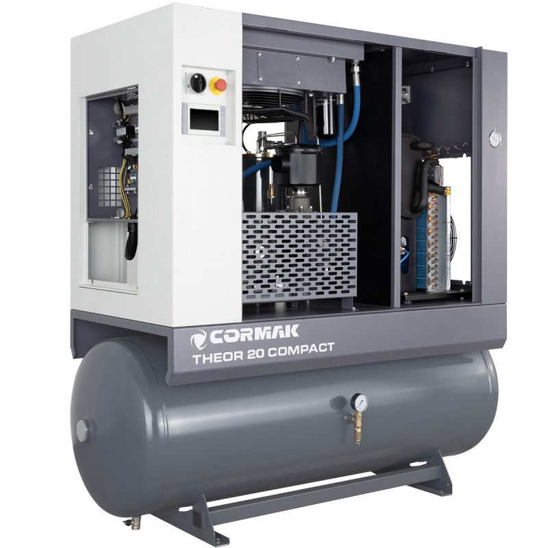 Compresor de tornillo con secador y depósito de 500 l - THEOR 20 COMPACT - 15 kW - 2000 l/min.