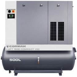 Compresor de tornillo con secador, variador de frecuencia VSD y depósito de 500 l - LUFT 1500 COMPACT 11 kW - 1580 l/min