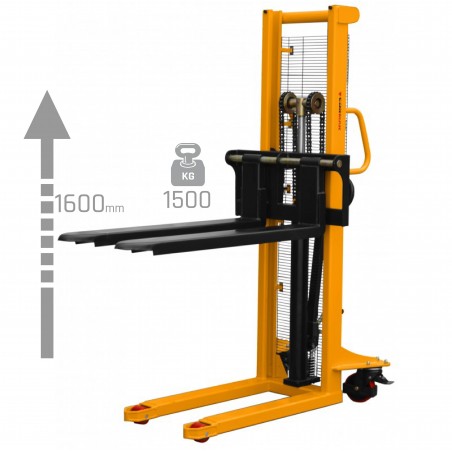 Transpaleta de mástil WRHS 1516 con horquillas regulables  (capacidad de carga de 1500 kg, altura de elevación de 1600 mm)
