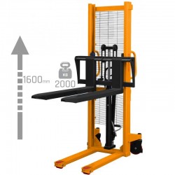 Transpaleta manual de mástil WRHS 2016 con horquillas regulables (capacidad de carga de 2000 kg, altura de elevación de 1600 mm)