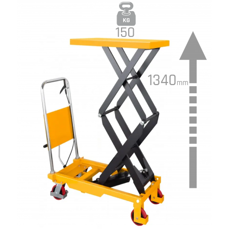 Carretilla elevadora de tijera con plataforma TA1513 (capacidad de carga de 150 kg, altura de elevación de 1340 mm)
