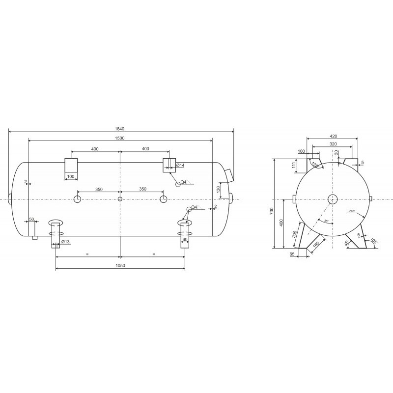 Compresor de tornillo con secador y depósito de 500 l - LUFT 700 COMPACT 5,5 kW - 650 l/min