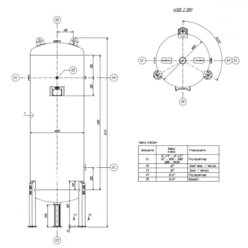 Depósito de aire comprimido vertical para compresor, 16 bar, 500 l