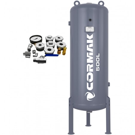 Depósito de aire comprimido vertical para compresor, 16 bar, 500 l + accesorios