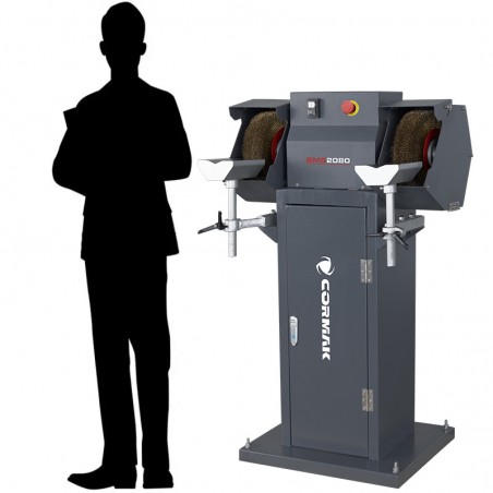 Lijadora industrial de doble disco con cepillos y desbarbadora BMS2080 con base