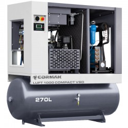 Compresor de tornillo con secador, variador de frecuencia y depósito de 270 l - LUFT 1000 VSD COMPACT 7,5 kW - 950 l/min