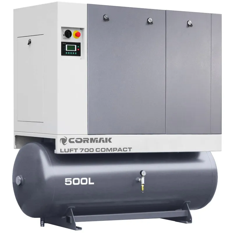 Compresor de tornillo con secador y depósito de 500 l - LUFT 700 COMPACT 5,5 kW - 650 l/min