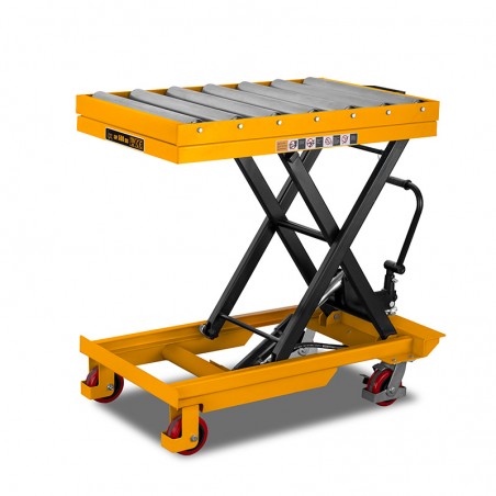 Carro de plataforma con rodillos y mecanismo de tijera TA50R (capacidad de carga de 500 kg, altura de elevación de 1000 mm)