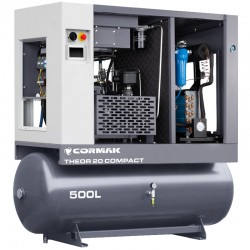 Compresor de tornillo con secador, variador de frecuencia y depósito de 500 l - THEOR 20 COMPACT - 15 kW - 2000 l/min.