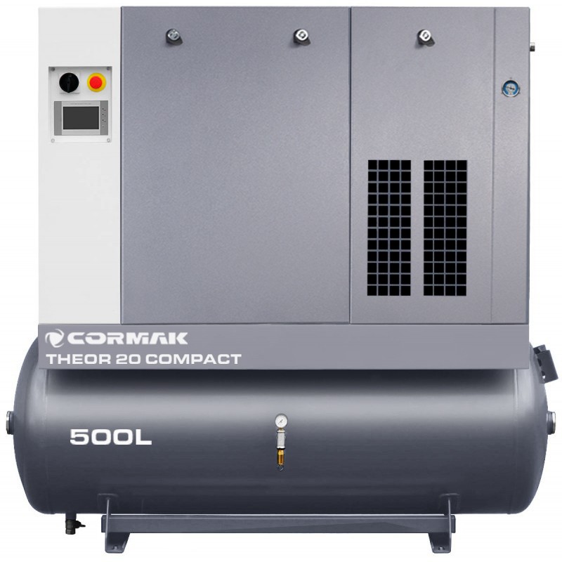 Compresor de tornillo con secador y depósito de 500 l - THEOR 20 COMPACT - 15 kW - 2000 l/min.