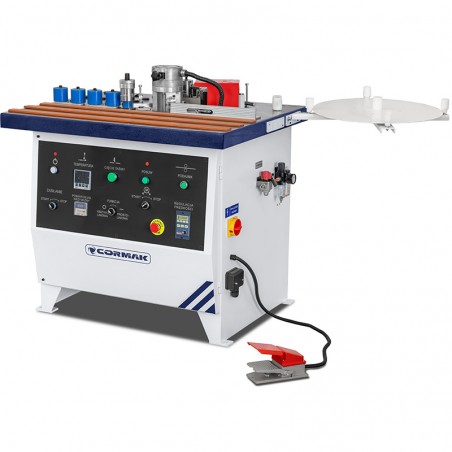 Encoladora de cantos semiautomática CORMAK EBM360B para cantos rectos y curvos hasta 14m/min
