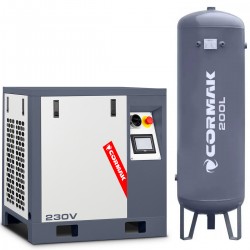 Compresor de tornillo con variador LUFT 400 - 3,0 kW - 380 l/min. 230 V + Depósito de aire vertical de 200 l