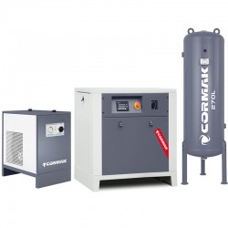 Compresor de tornillo LUFT 1000 - 7,5 kW - 950 l/min + Secador por refrigeración N10S + Depósito a presión vertical de 270 l