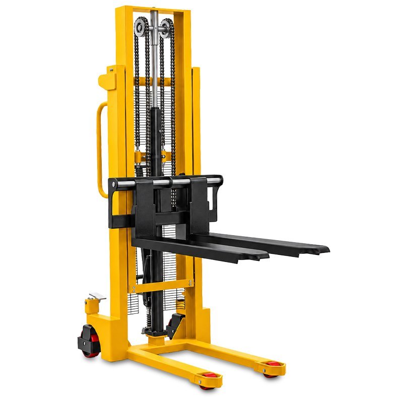 Transpaleta WRHS 1025 con horquillas regulables (capacidad de carga de 1000 kg, altura de elevación de 2500 mm)