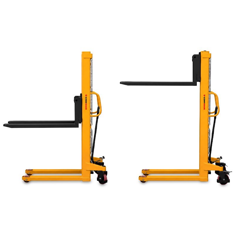 Apilador manual de palets CORMAK WRHS2016 con horquillas regulables (capacidad 2.000kg, elevación 1.600mm)