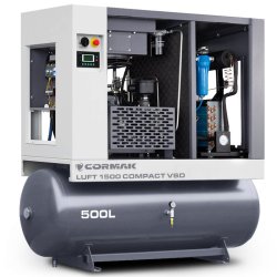 Compresor de tornillo con secador, variador de frecuencia VSD y depósito de 500 l - LUFT 1500 COMPACT 11 kW - 1580 l/min