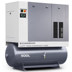 Compresor de tornillo con secador, variador de frecuencia y depósito de 500 l - LUFT 1000 VSD COMPACT 7,5 kW - 950 l/min