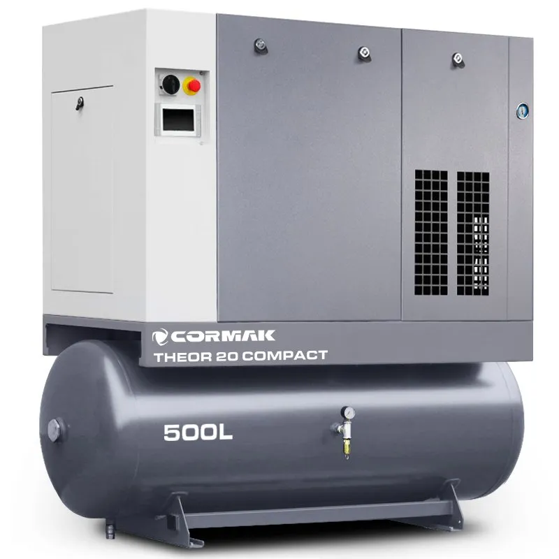 Compresor de tornillo con secador y depósito de 500 l - THEOR 20 COMPACT - 15 kW - 2000 l/min.