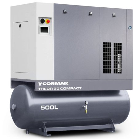 Compresor de tornillo con secador, variador de frecuencia y depósito de 500 l - THEOR 20 COMPACT - 15 kW - 2000 l/min.