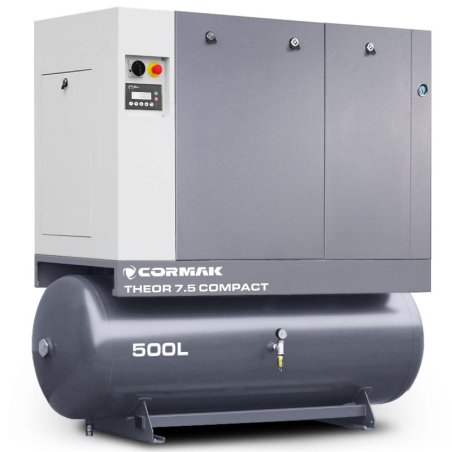 Compresor de tornillo con secador CORMAK THEOR 7,5 COMPACT - 5,5kW - 650L/min - depósito 500L