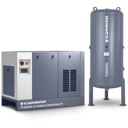 Compresor de alta presión de tornillo de 15 kW - 20 bar COMPACT con secador y depósito de 1000 l para cortadoras láser