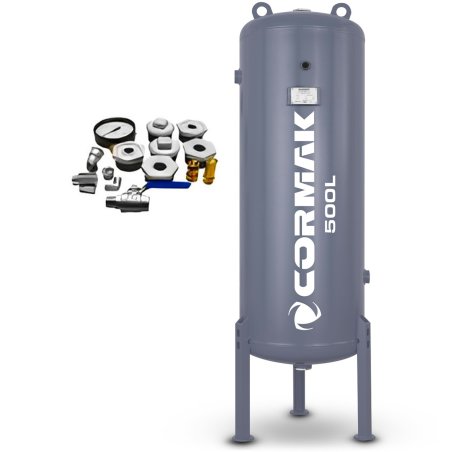 Depósito de aire comprimido vertical para compresor, 11 bar, 500 l + accesorios