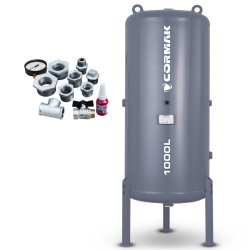 Depósito vertical a presión para aire comprimido para compresor, 11 bar, 1000 l + accesorios